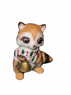 #ad Vintage Raccoon Or Fox Ceramic Bisque Mini Figurine $15.00