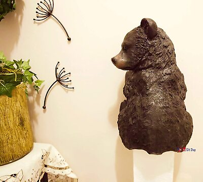 #ad Rustic Black Bear Toilet Paper Holder Country Cabin LodgeDecor Wall Mount Gift $49.99