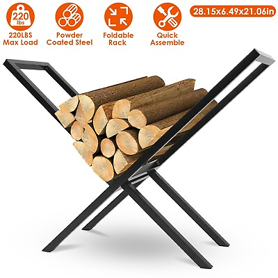 #ad Heavy Duty Firewood Log Rack Steel Wood Lumber Storage Stacking Rack X Shape New $39.03