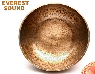 #ad 20quot; Flower of Life Etching Bowl Extra Large Bowl Deep Re Vibrating Long Sound $1603.00