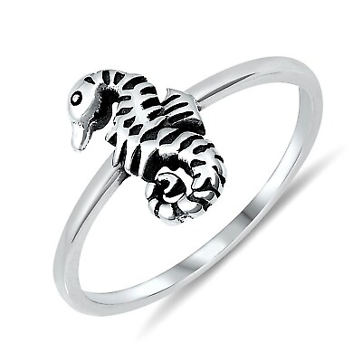 #ad 12mm Solid 925 Sterling Silver Seahorse Ocean Ring Sizes 4 10 $14.98
