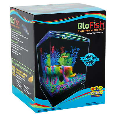 #ad Betta Glass Aquarium Kit 1.5 Gallons Eye catching Blue LEDs Perfect Starter Tank $22.99