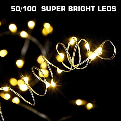 #ad 50 100 LEDs Battery Operated Mini LED Copper Wire String Fairy Lights Remote $9.99