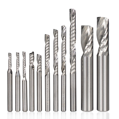 #ad 10 Pcs Single Flute Spiral End Mill 1 8#x27;#x27;Shank Cutter CNC Milling Router Bits $14.09