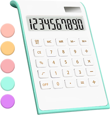 #ad Teal Calculator Green Office Supplies and Accessories 10 Digits Solar Battery $8.99