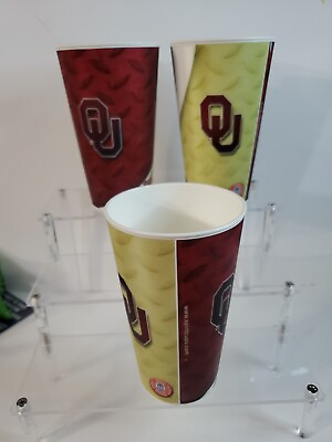 #ad Capital Cups Oklahoma Sooners Holographic 3D Cups 16 Oz. Reusable Beer Set of 3 $23.75