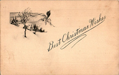 #ad Best Christmas Wishes Pen and Ink Style Postcard $3.99