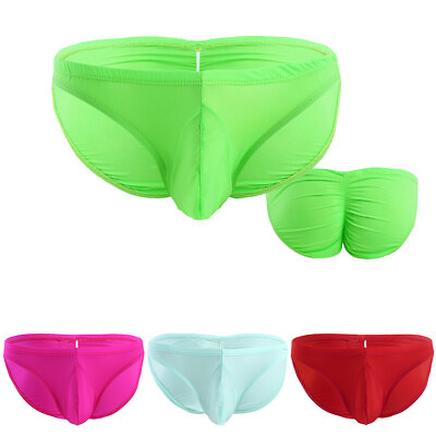 #ad Mens Ice Silk Briefs Bikini Underwear Back Ruched Panties See Through Underpants $7.51