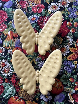 #ad Vintage Set of 2 Sunny Yellow Burwood Butterfly Wall Decorations 1985 4quot; x 4quot; $7.69