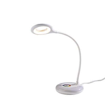 #ad Color Changing LED Ring Light Desk Lamp Plastic White USB Port Modern $24.97