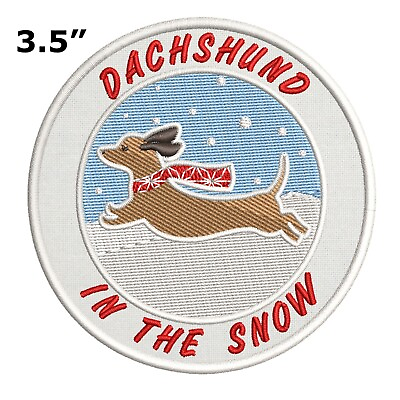 #ad MERRY CHRISTMAS DACHSHUND Cute Embroidered Patch Iron On Sew On Motif Applique $5.87