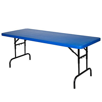 #ad Baldwin 30quot; X 72quot; Height Adjustable Folding Table Plastic Steel Blue $225.16