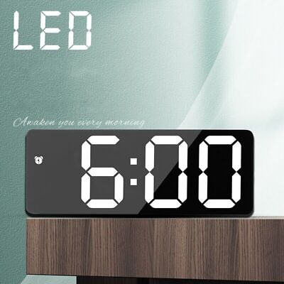 #ad LED Display Large Digital Alarm Clock Snooze Temperature Mode Voice Control US $8.78
