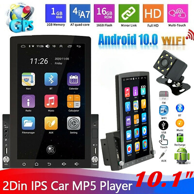 #ad 10.1quot; 2 Din Car Stereo Radio Android 10 GPS WiFi Vertical Touch Screen FM Player $125.49
