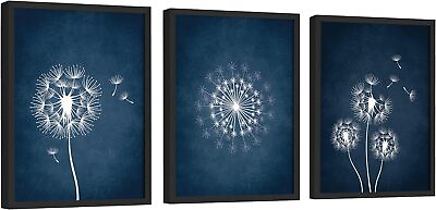 #ad Large Dandelion Wall Art 12x16 Dandelion Pictures Wall Decor Navy Blue Dandel $24.47