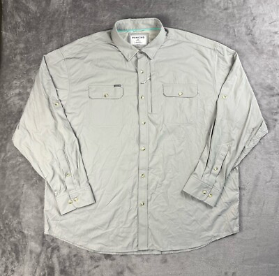 #ad Poncho Shirt Men’s 2XL Gray Button Down Long Sleeve Fishing Vent Magnetic Pocket $49.95