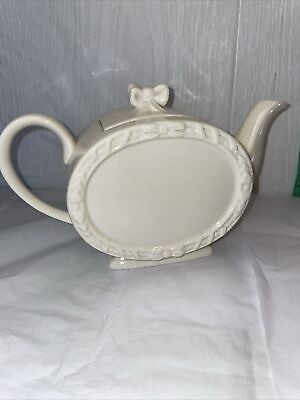 #ad Vintage Godinger Oval Teapot White Ivory French Country Cottage Chic Lid $8.70