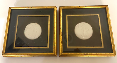 #ad Antique 19th Century Italian Intaglios Set of 2 Matching Gilt Frames $645.00