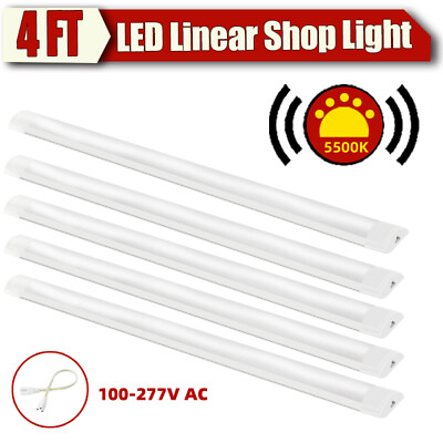 #ad 5 10 PACK 4FT LED Linear Shop Lights Garage Shop Ceiling Panel Lamp Daylight $59.53
