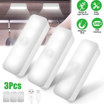 #ad #ad 3pcs Wireless Motion Sensor Under Cabinet Closet Light Kitchen Counter LED Lamps $18.82