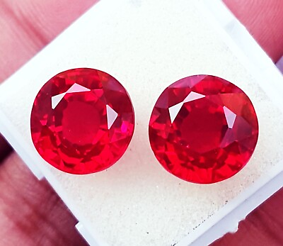 #ad 18 Ct Natural Bloody Red Ruby Round Cut Certified Loose Gemstone Pair H04 $14.50