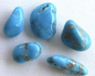 #ad 5 Campitos Turquoise Natural Nugget Polished Tumbled LOT Lapidary Nuggets Rocks $7.15