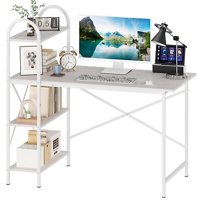 #ad HOME BI Computer Desk with Storage Shelves 47 inch Reversible Study Writing ... $119.99