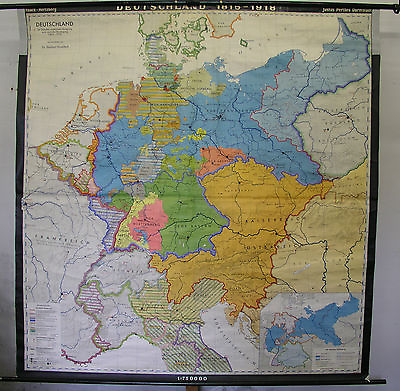#ad School Wall Map School Map Germany 1815 1918 Nat. Einigung 198x204 $300.07