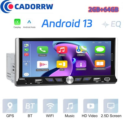 #ad 264GB 6.9quot; Single 1 Din Android 13 Carplay BT GPS Touch Screen Car Stereo Radio $84.99
