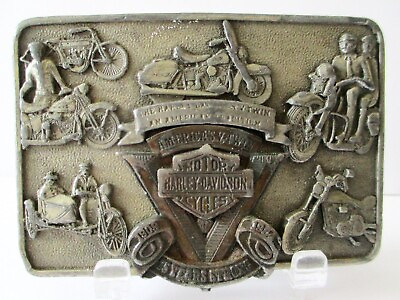#ad Harley Davidson Motorcycles V2 Evolution Engine Belt Buckle 1984 Lt Ed 75 Years $27.99