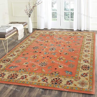 #ad Indian Orange Area Wool Rugs Hand Tufted Paisley Hippie Carpet 8 x 10 Feet $352.80