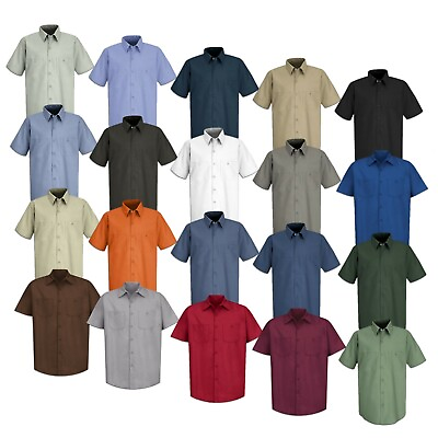 #ad #ad Red Kap Work Shirt Solid Color 2 Pocket Men#x27;s Industrial Uniform Short Sleeve $14.06