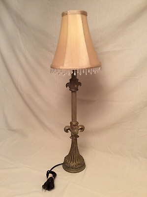 #ad Narrow Skinny Mid Century Modern Table Lamp 36 Inch Height Beaded Shade $29.99