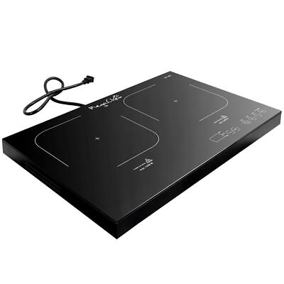 #ad Hot Plate Cooktop Dual 2 Burner 8 in. Black Portable Induction Ceramic Glass $141.11