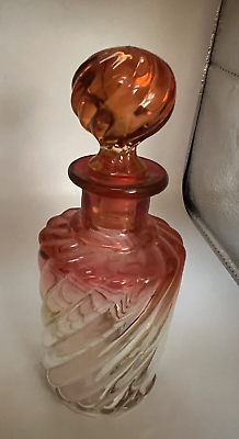 #ad Baccarat Rose Tiente French Swirl Antique Dresser Bottle Rosette Top 5.75quot; c1930 $106.25