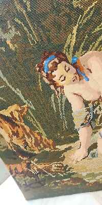 #ad Vintage French Royal Paris Needlepoint Petit Point Nude Figural Tapestry $220.00