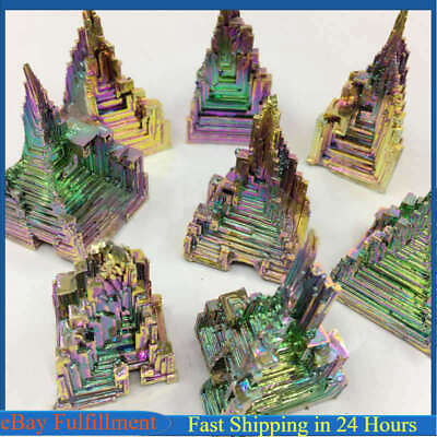 #ad Natural Rainbow Aura Titanium Bismuth Crystal Cluster Meditation Stone Healing $9.21