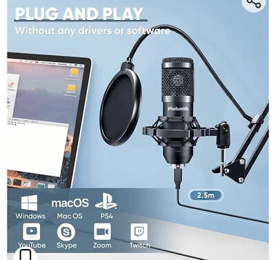 #ad USB Microphone Plug amp; Play 192kHz 24bit Cardioid Condenser Studio Mic Kit $30.00