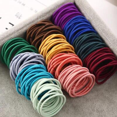 #ad 100pcs Elastic Rubber Hair Ties Bands Ponytail Holder Rope for Women Girls Kids $8.99