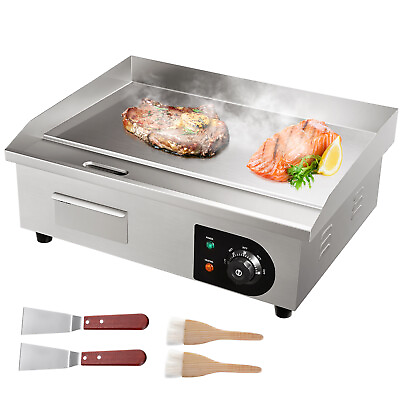 #ad VEVOR 1600W 22quot; Commercial Electric Countertop Griddle Flat Top Grill Hot Plate $131.99
