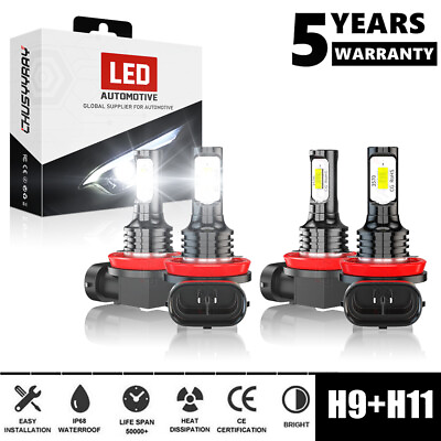 #ad For Chevy Malibu LTZ 2008 2012 Combo H9 H11 LED Headlight Bulbs High Low Beam $18.98
