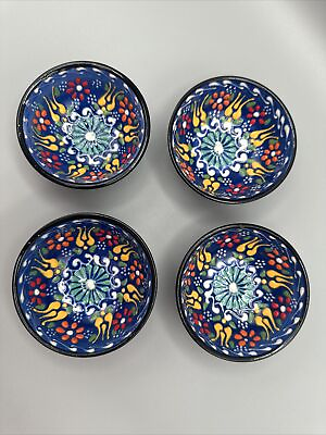 #ad Decorative Turkish Ceramic Bowl Set Of 4 Hand Made 3 14” Diameter 1 1 4” Tall $28.00