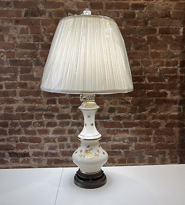 #ad Vintage Antique Porcelain Ceramic Table Lamp Gold Floral Brass Mid Century 31quot; $65.00