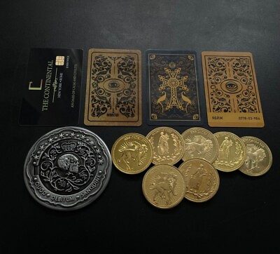 #ad Continental Gold coin card set John wick coin Blood oath marker prop Tarasov $19.99