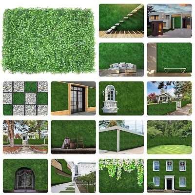 #ad 12pcs 24x16quot; Artificial Boxwood Mat Wall Hedge Decor Privacy Fence Panel Grass $38.90