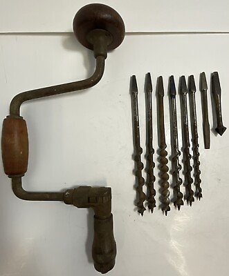 #ad Antique Metal Hand Drill Press amp; Drill Bits In Working Order UsedToolShop $118.49