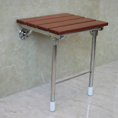#ad Modern Folding Shower Shower Seat Bench Wall Mount w Support Legs for solid wall $80.80