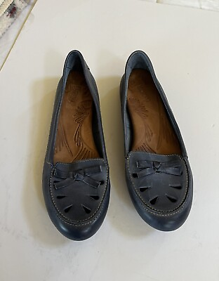 #ad Born Handcrafted Leather Loafers With Bow In Blue Gray Women’s Sz 11 M $34.00