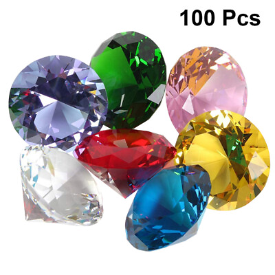 #ad 100 Pcs Colorful Diamond Clear Acrylic Wedding Decoration Jewelry Manual $12.99