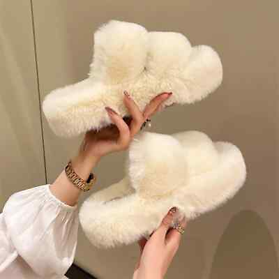 #ad Winter Fluffy Slipper Women New House Home Fur Slippers Flat Platform Cozy Fuzzy $35.17